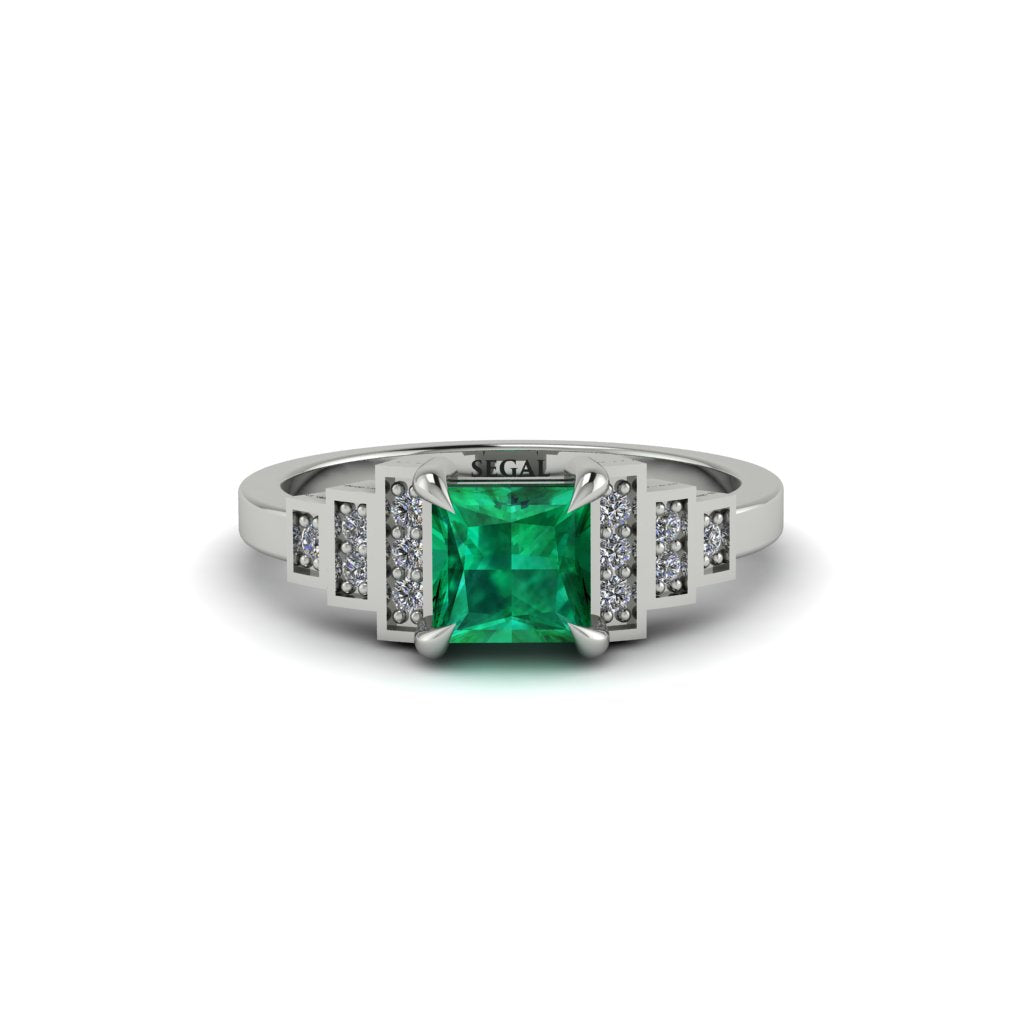 Emerald Geometric Princess Cut Engagement Ring - Thea No. 6
