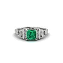 Emerald Geometric Princess Cut Engagement Ring - Thea No. 6 image 1