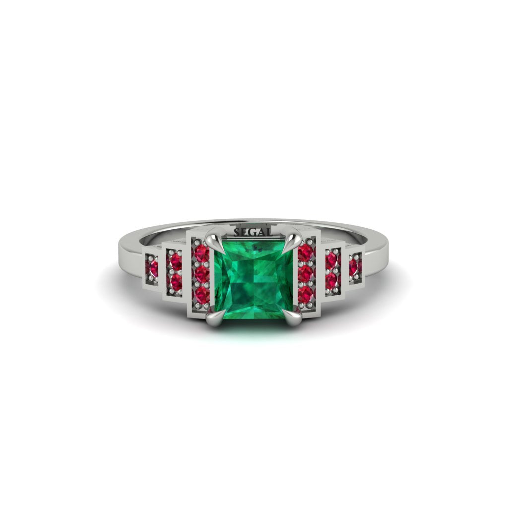 Emerald Geometric Princess Cut Engagement Ring - Thea No. 51