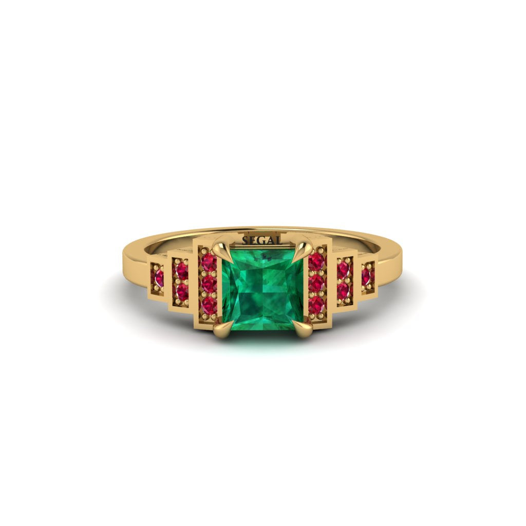 Emerald Geometric Princess Cut Engagement Ring - Thea No. 49