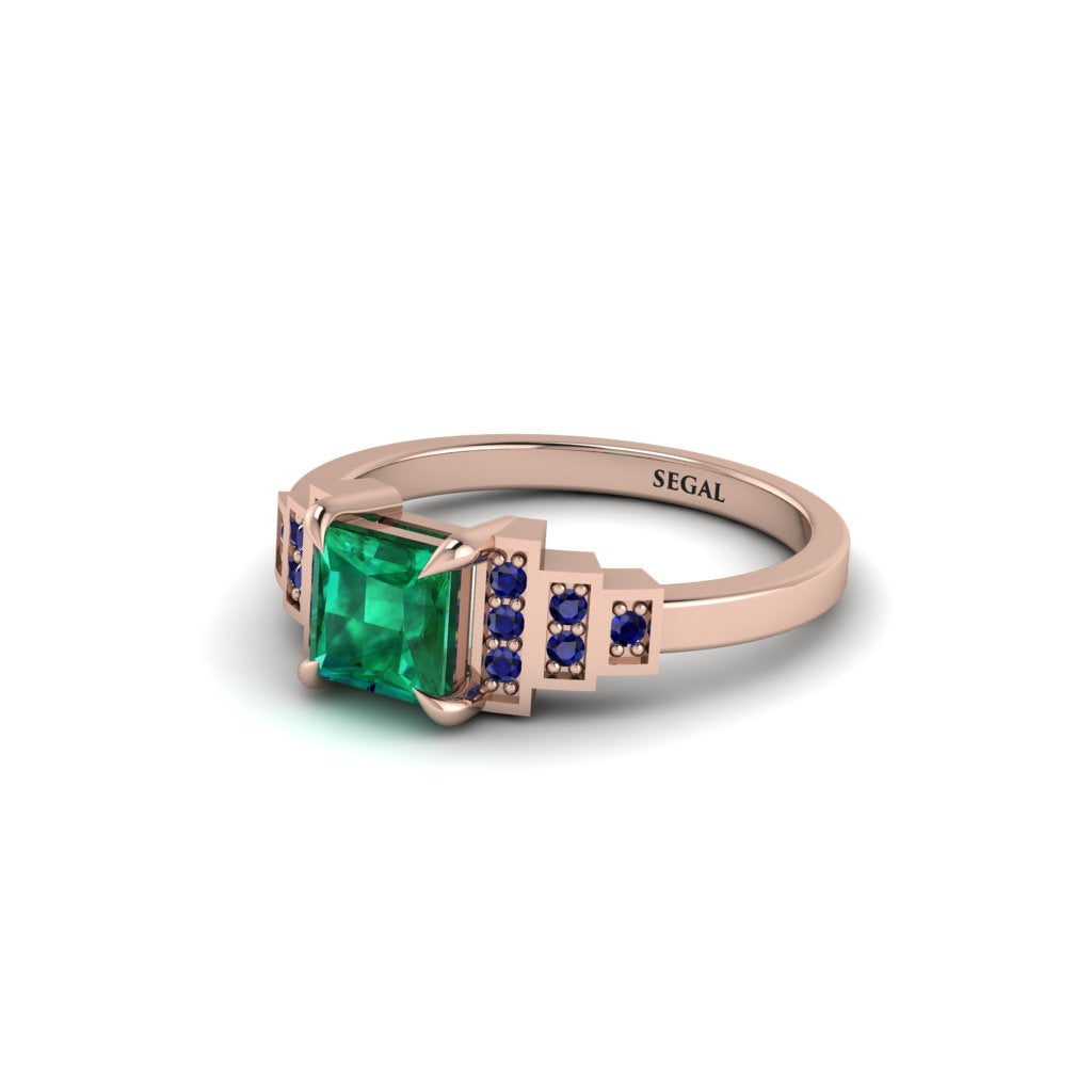 Emerald Geometric Princess Cut Engagement Ring - Thea No. 65