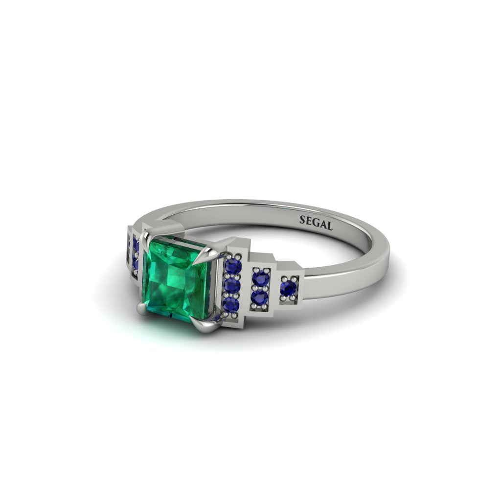 Emerald Geometric Princess Cut Engagement Ring - Thea No. 66