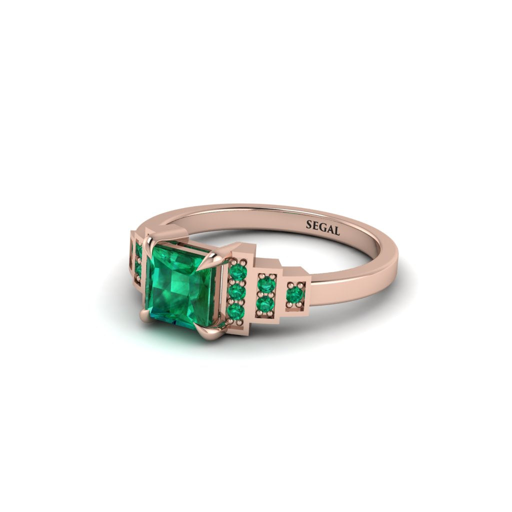 Emerald Geometric Princess Cut Engagement Ring - Thea No. 20