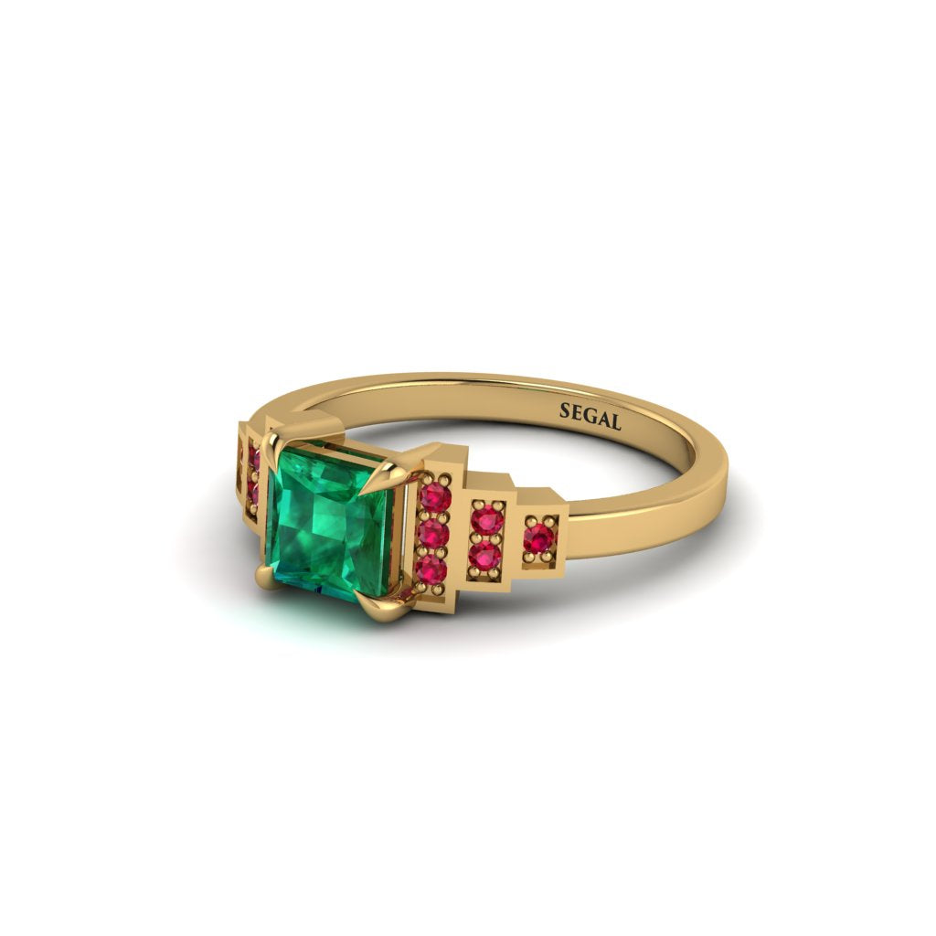 Emerald Geometric Princess Cut Engagement Ring - Thea No. 49