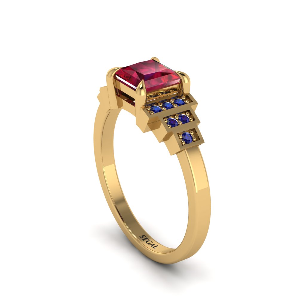 Ruby Geometric Princess Cut Engagement Ring - Thea No. 70