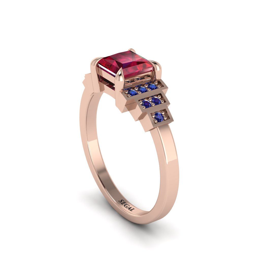 Ruby Geometric Princess Cut Engagement Ring - Thea No. 71