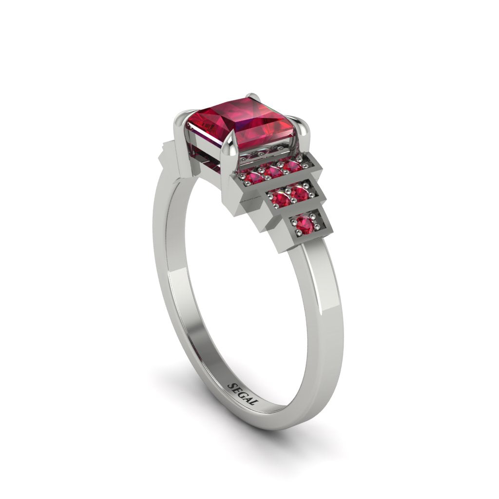 Ruby Geometric Princess Cut Engagement Ring - Thea No. 57