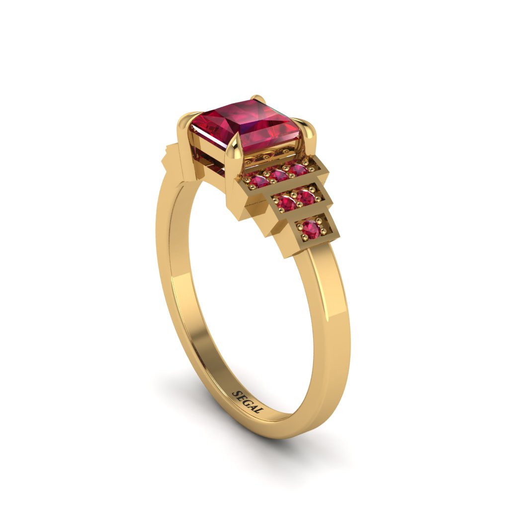 Ruby Geometric Princess Cut Engagement Ring - Thea No. 55