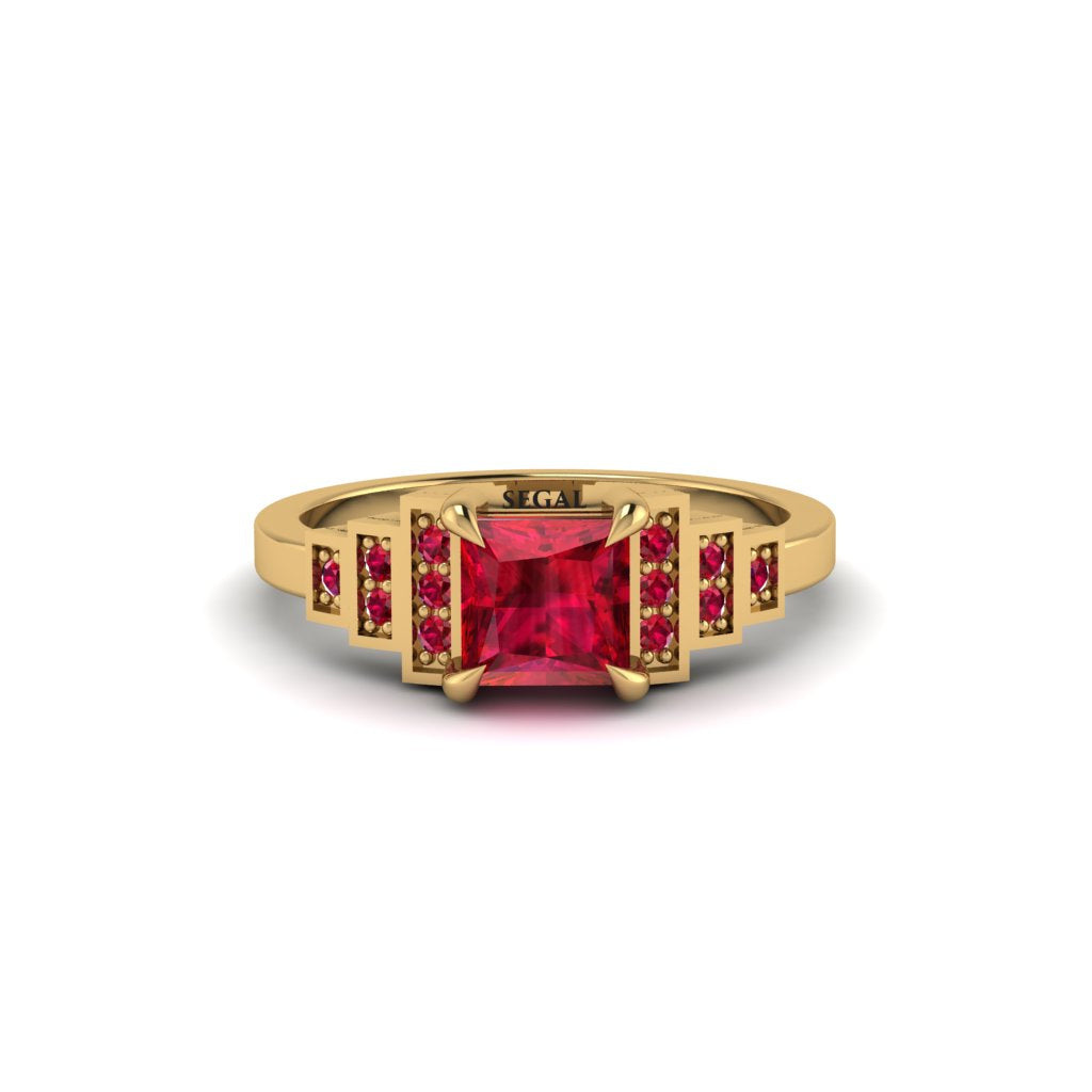 Ruby Geometric Princess Cut Engagement Ring - Thea No. 55