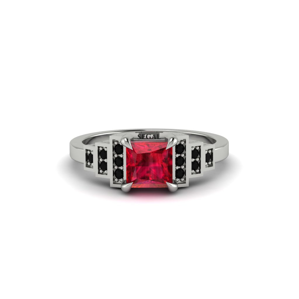 Ruby Geometric Princess Cut Engagement Ring - Thea No. 42