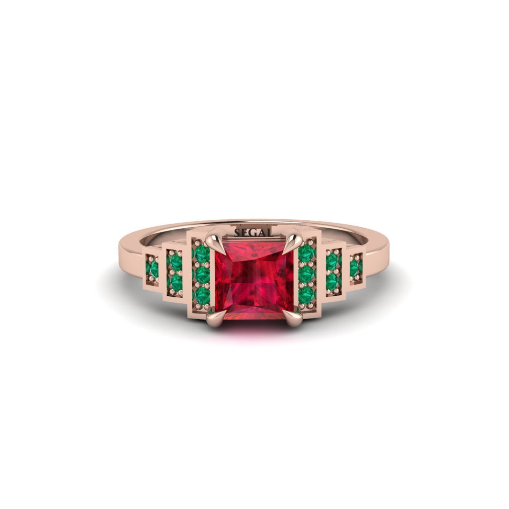 Ruby Geometric Princess Cut Engagement Ring - Thea No. 26
