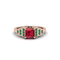 Ruby Geometric Princess Cut Engagement Ring - Thea No. 26 image 1