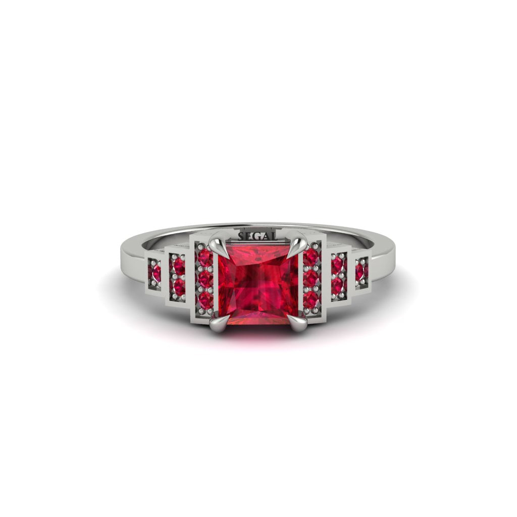 Ruby Geometric Princess Cut Engagement Ring - Thea No. 57