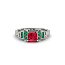 Ruby Geometric Princess Cut Engagement Ring - Thea No. 27 image 1