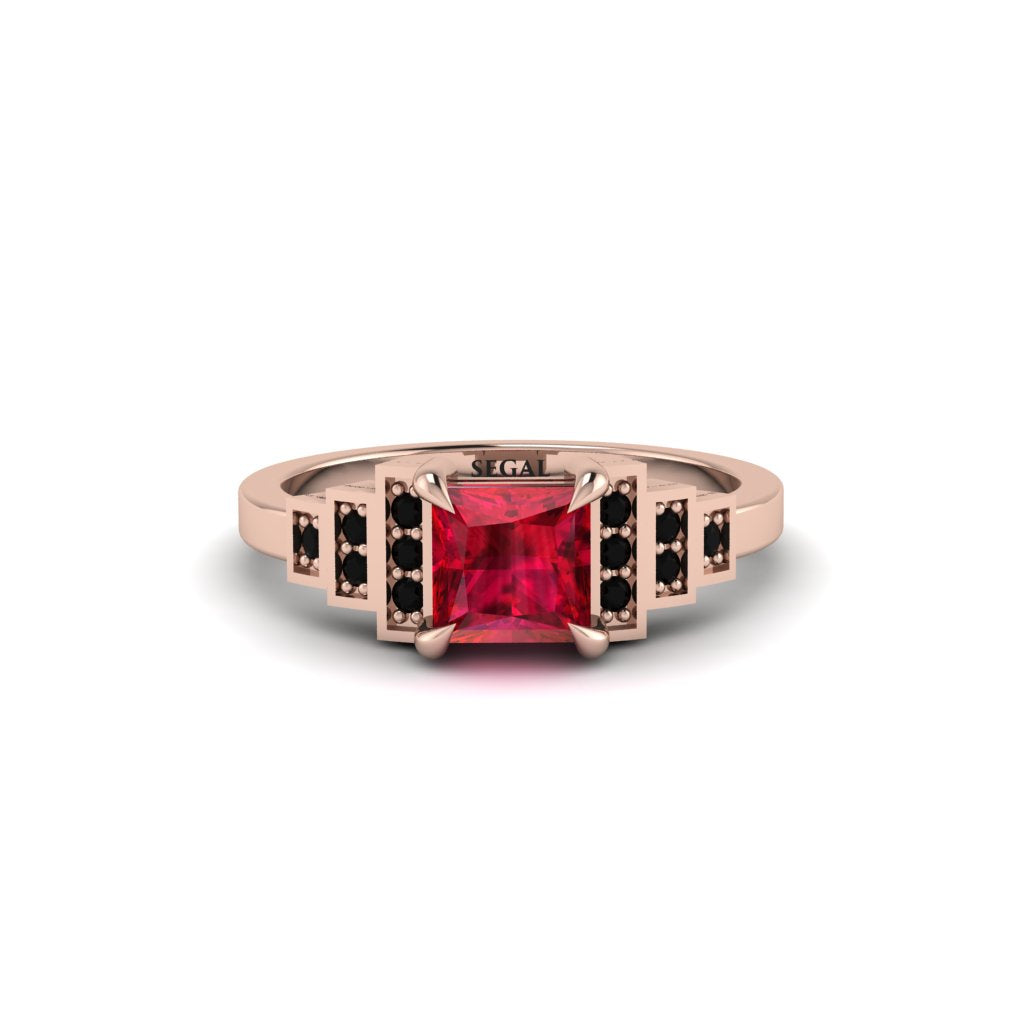 Ruby Geometric Princess Cut Engagement Ring - Thea No. 41