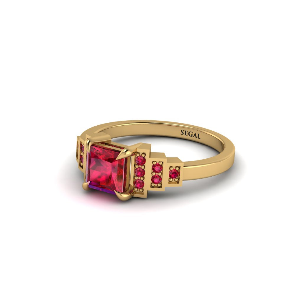 Ruby Geometric Princess Cut Engagement Ring - Thea No. 55