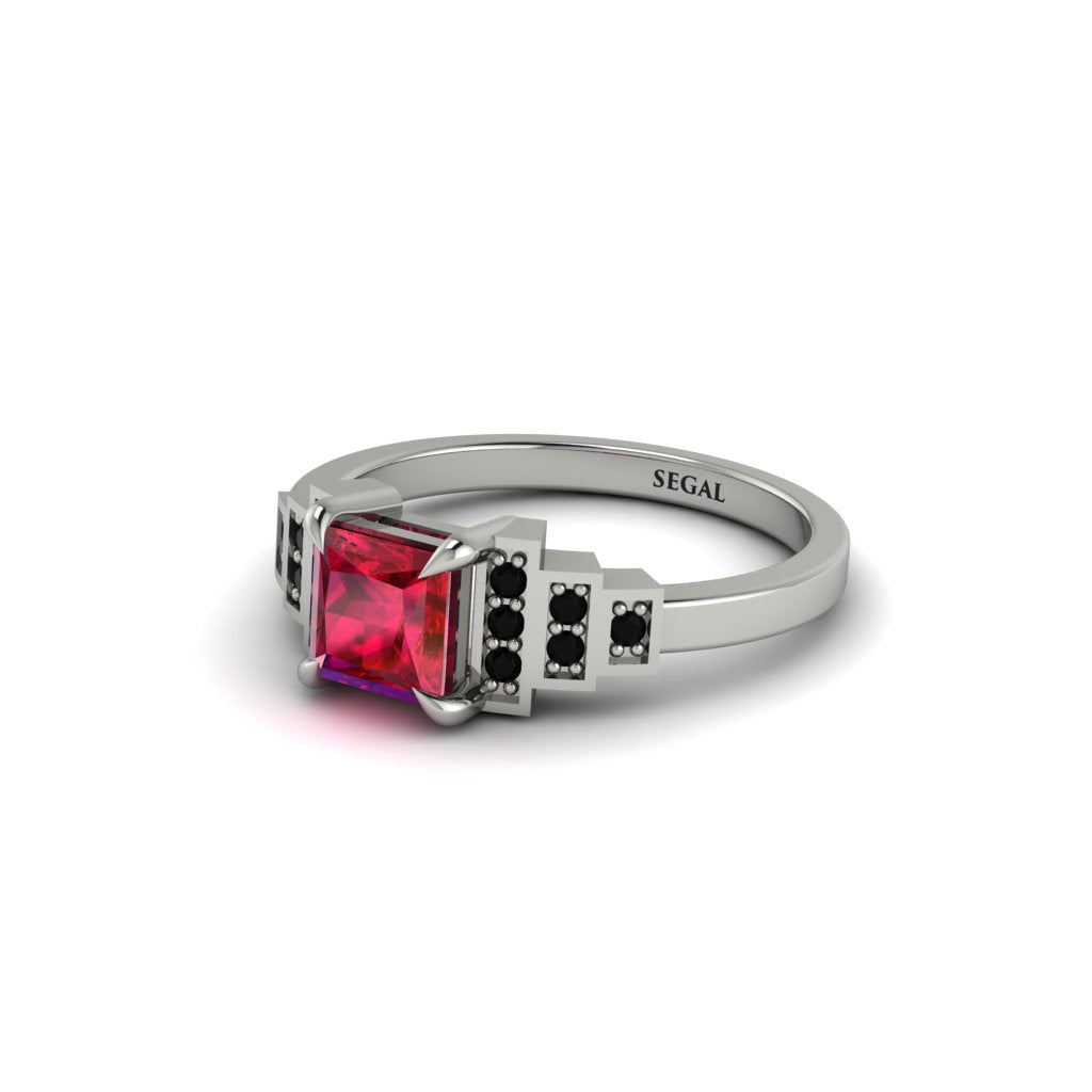 Ruby Geometric Princess Cut Engagement Ring - Thea No. 42
