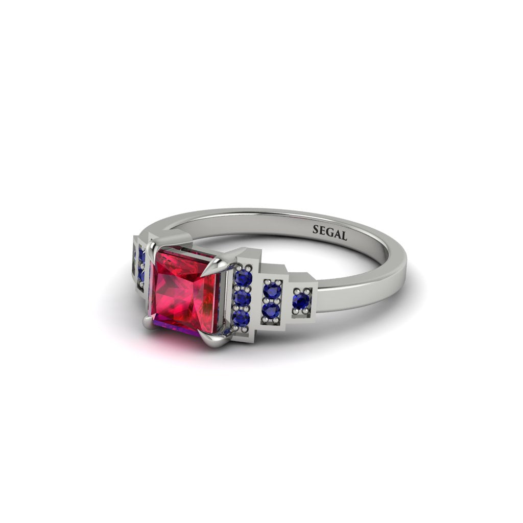 Ruby Geometric Princess Cut Engagement Ring - Thea No. 72