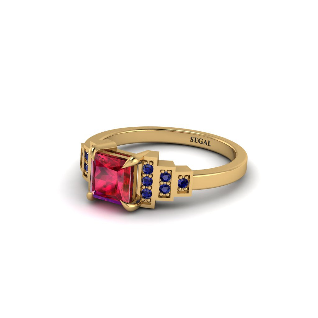 Ruby Geometric Princess Cut Engagement Ring - Thea No. 70
