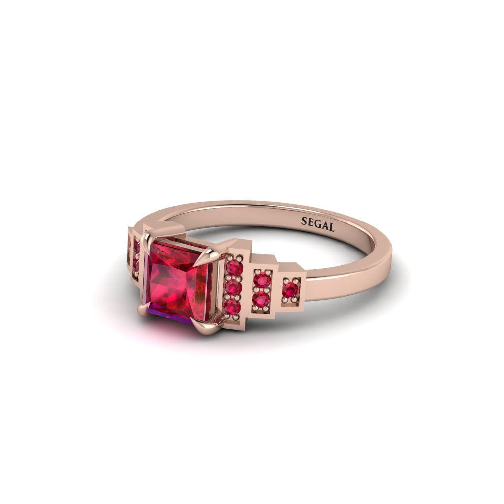 Ruby Geometric Princess Cut Engagement Ring - Thea No. 56