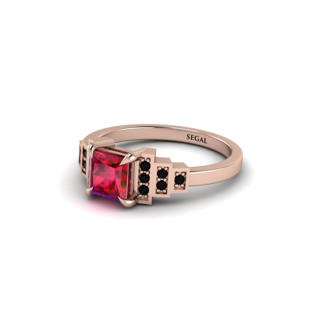 Ruby Geometric Princess Cut Engagement Ring - Thea No. 41