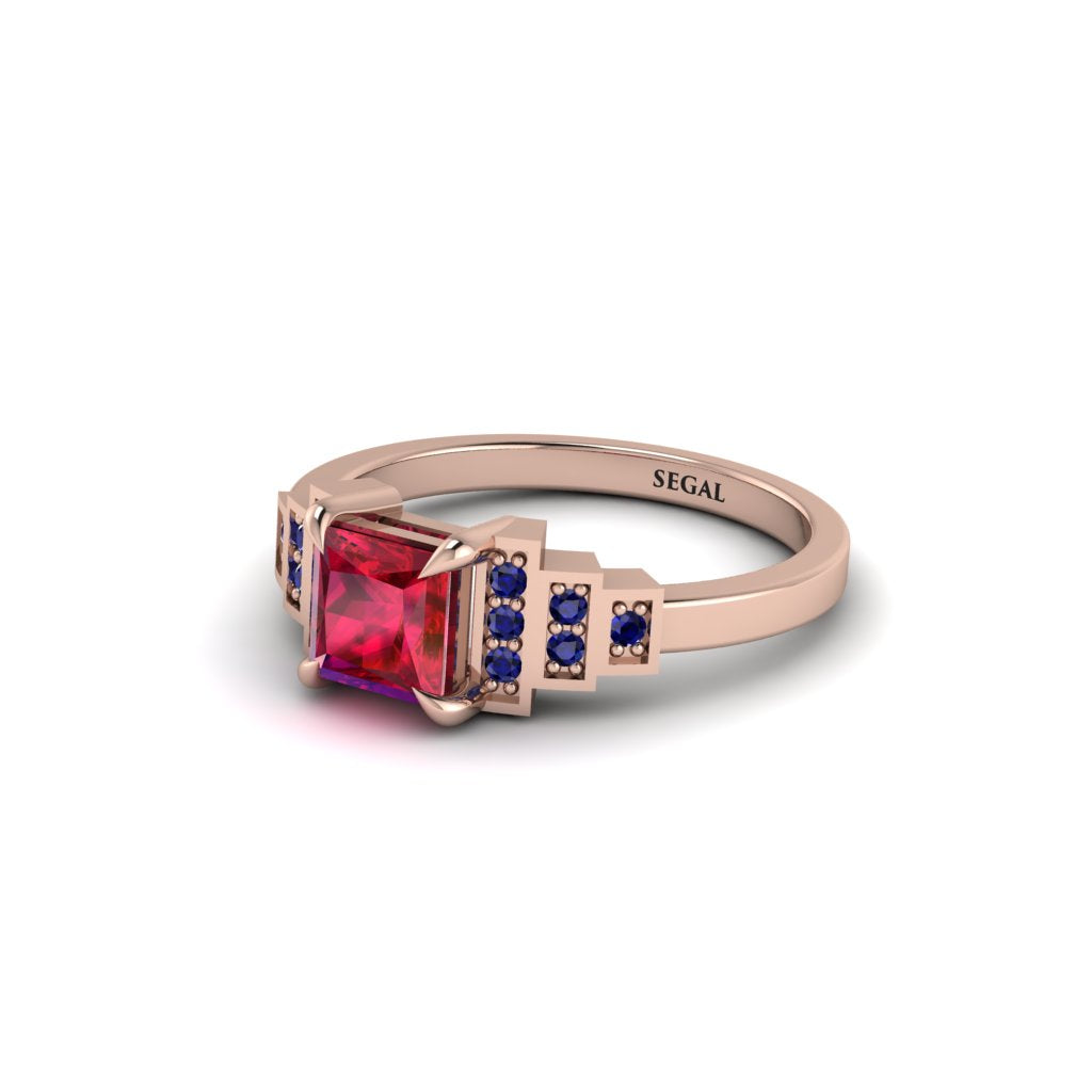 Ruby Geometric Princess Cut Engagement Ring - Thea No. 71