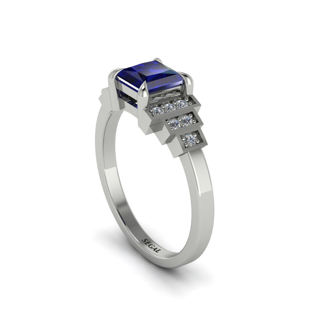 Sapphire Geometric Princess Cut Engagement Ring - Thea No. 15