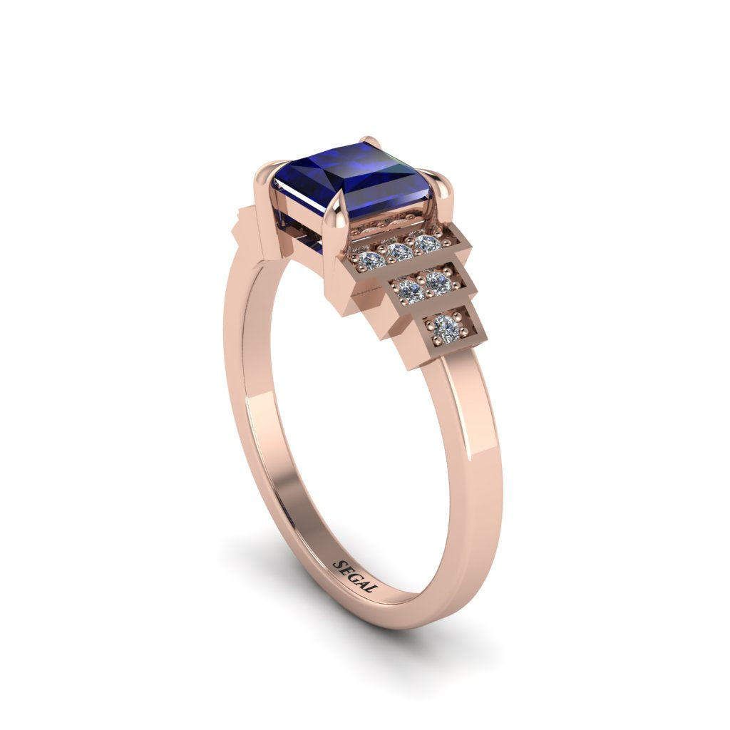 Sapphire Geometric Princess Cut Engagement Ring - Thea No. 14