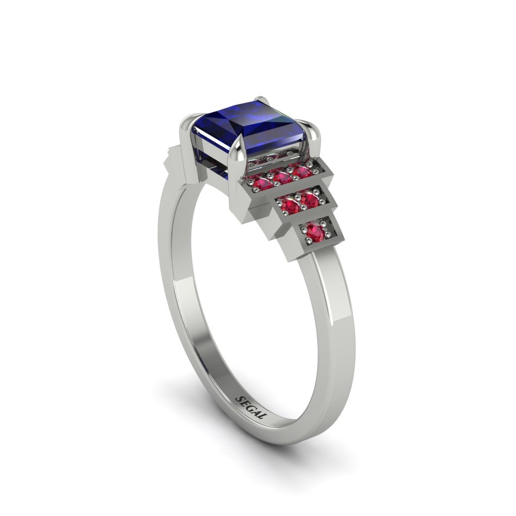 Sapphire Geometric Princess Cut Engagement Ring - Thea No. 60