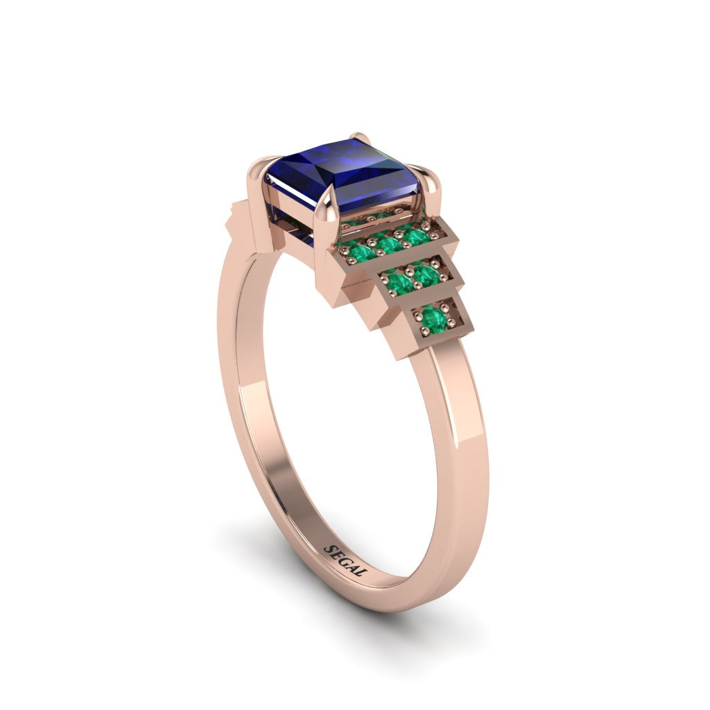 Sapphire Geometric Princess Cut Engagement Ring - Thea No. 29