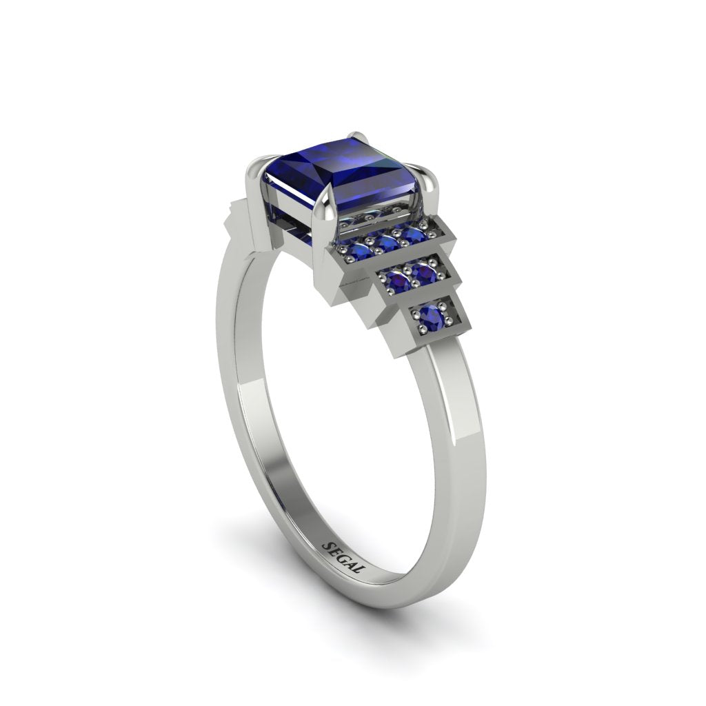 Sapphire Geometric Princess Cut Engagement Ring - Thea No. 75