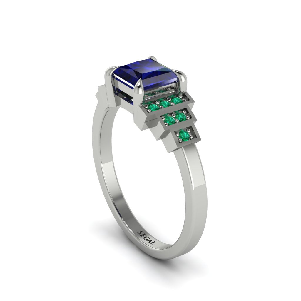 Sapphire Geometric Princess Cut Engagement Ring - Thea No. 30