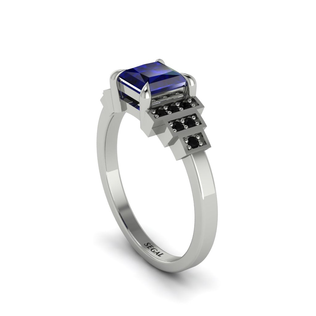 Sapphire Geometric Princess Cut Engagement Ring - Thea No. 45