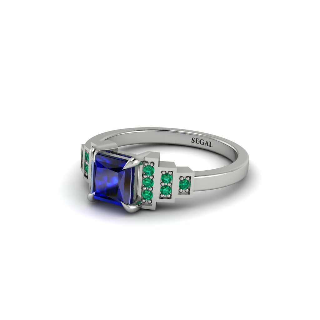 Sapphire Geometric Princess Cut Engagement Ring - Thea No. 30