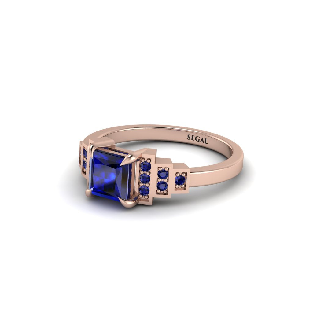 Sapphire Geometric Princess Cut Engagement Ring - Thea No. 74
