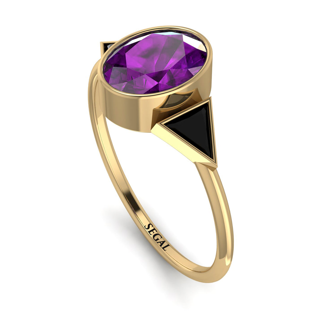 Geometrical Bezel Amethyst Ring - Trinity No. 307
