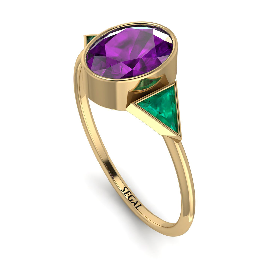 Geometrical Bezel Amethyst Ring - Trinity No. 304