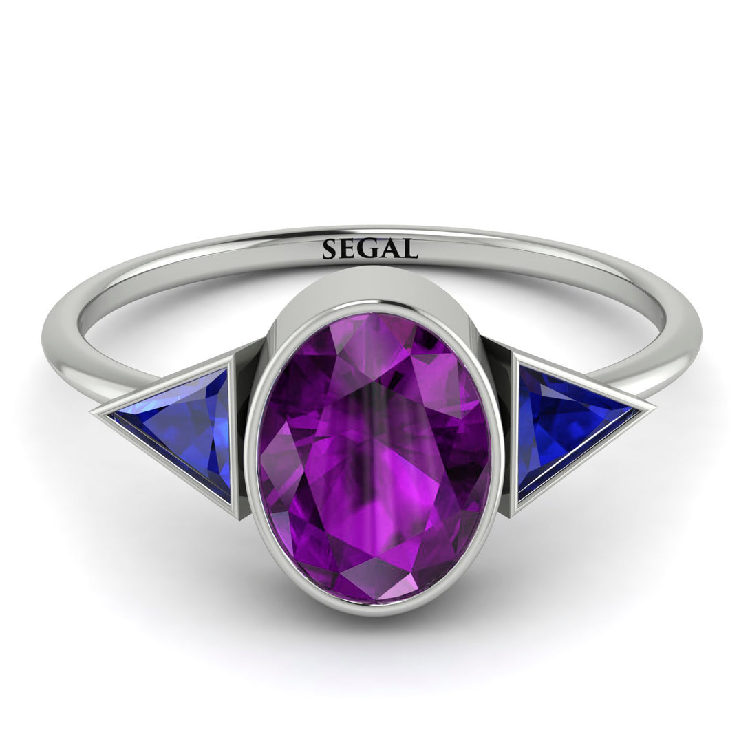 Geometrical Bezel Amethyst Ring - Trinity No. 315