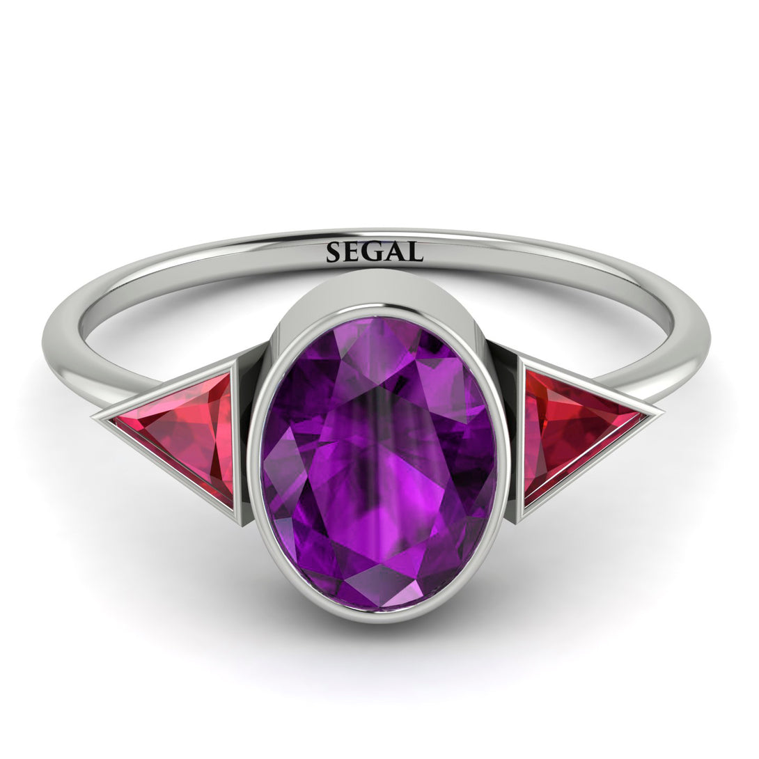 Geometrical Bezel Amethyst Ring - Trinity No. 312