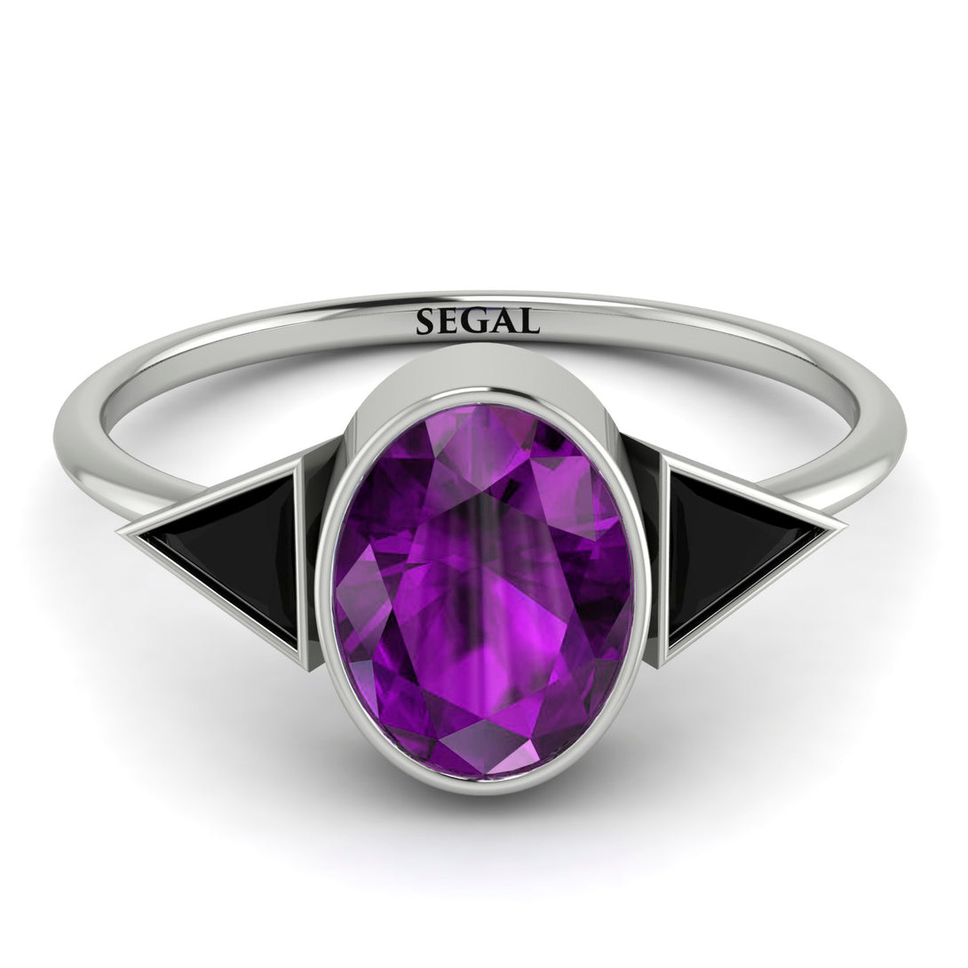 Geometrical Bezel Amethyst Ring - Trinity No. 309