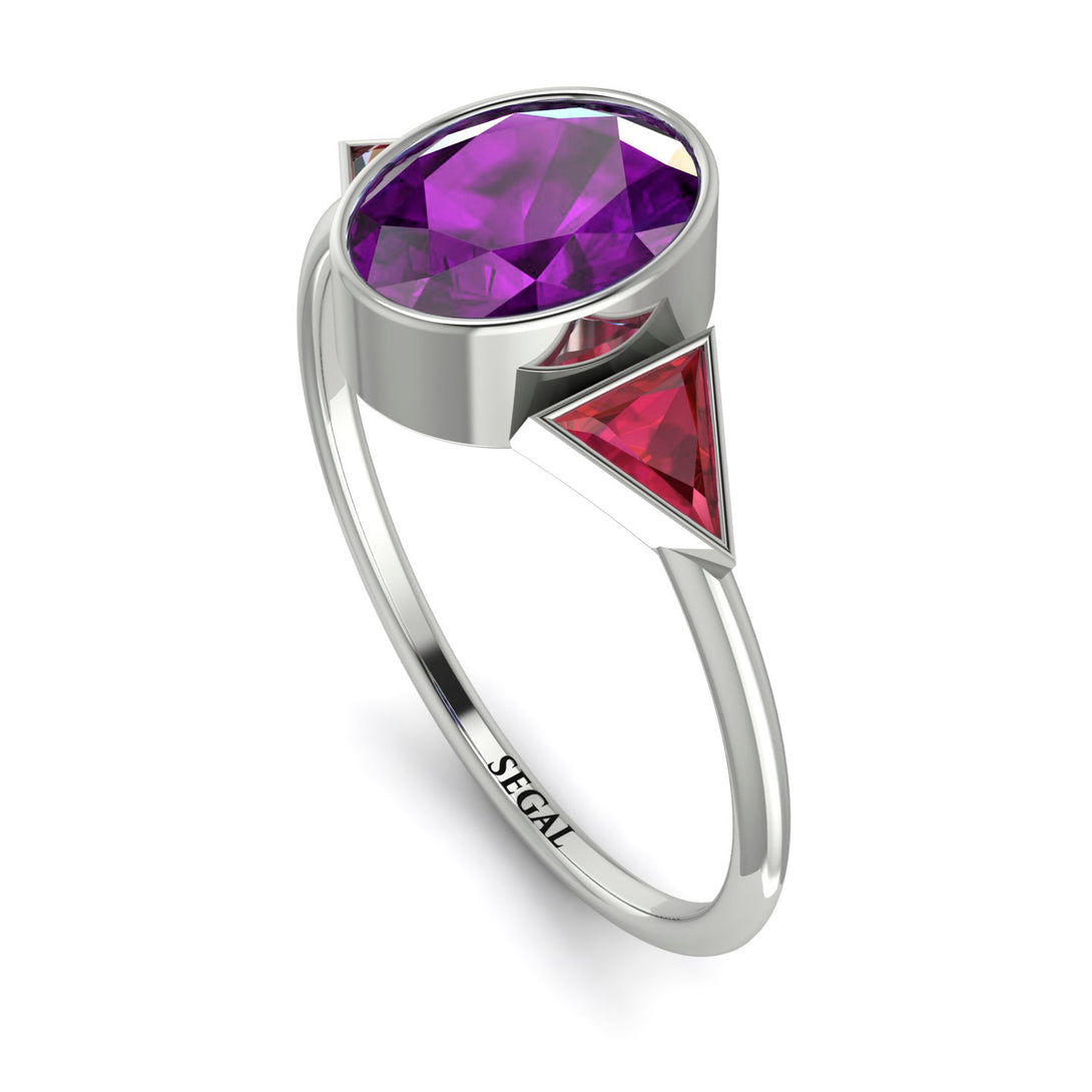 Geometrical Bezel Amethyst Ring - Trinity No. 312