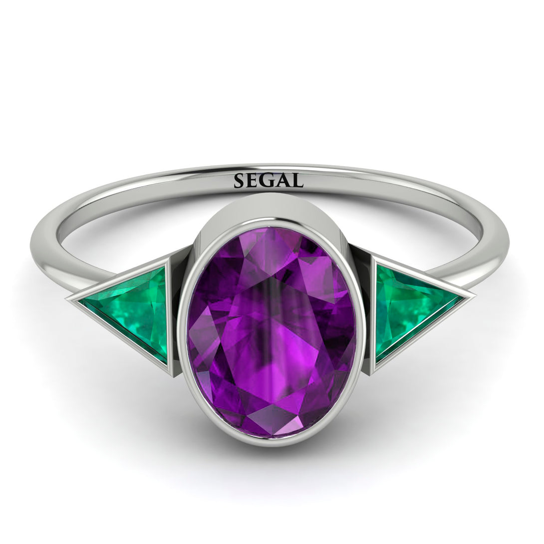 Geometrical Bezel Amethyst Ring - Trinity No. 306