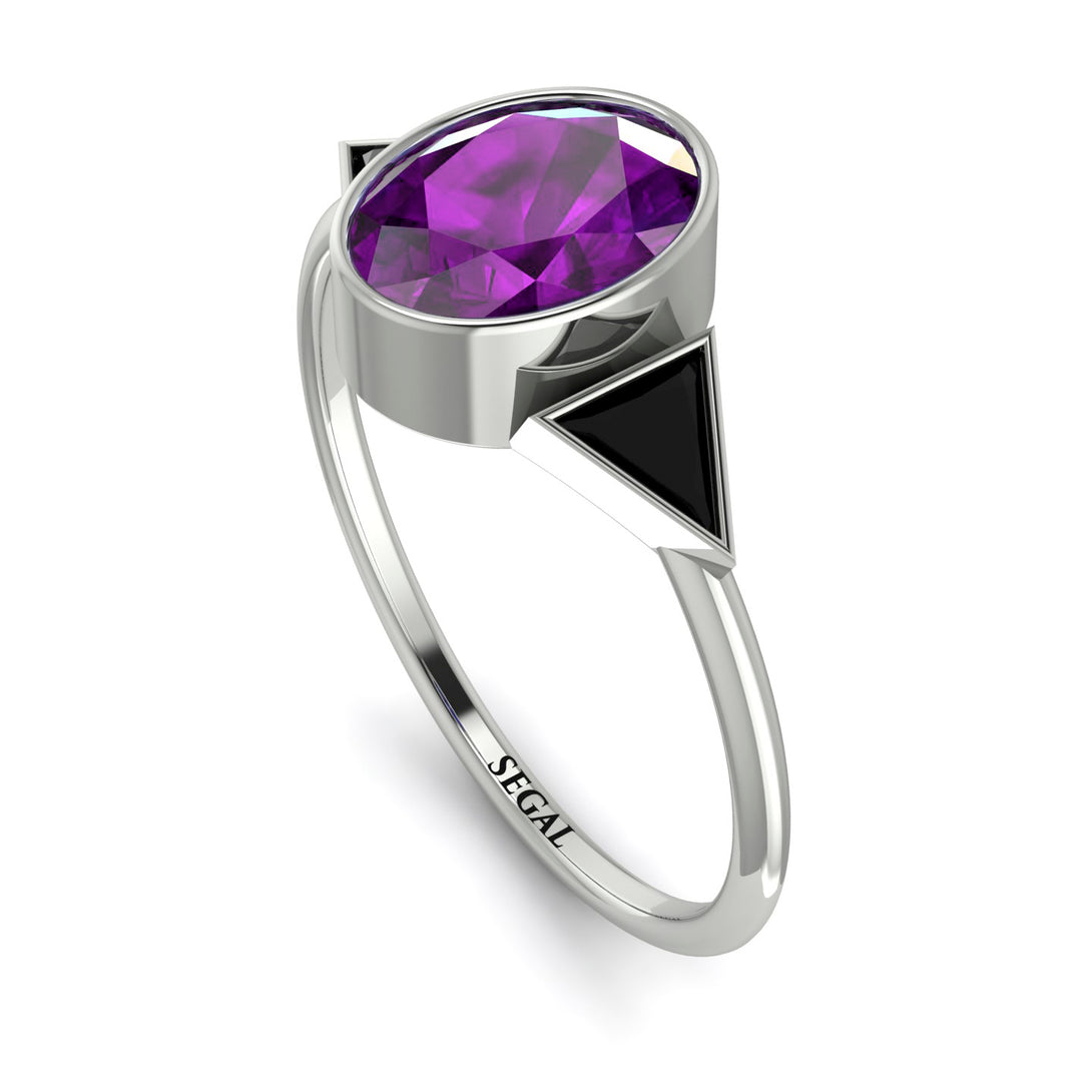 Geometrical Bezel Amethyst Ring - Trinity No. 309