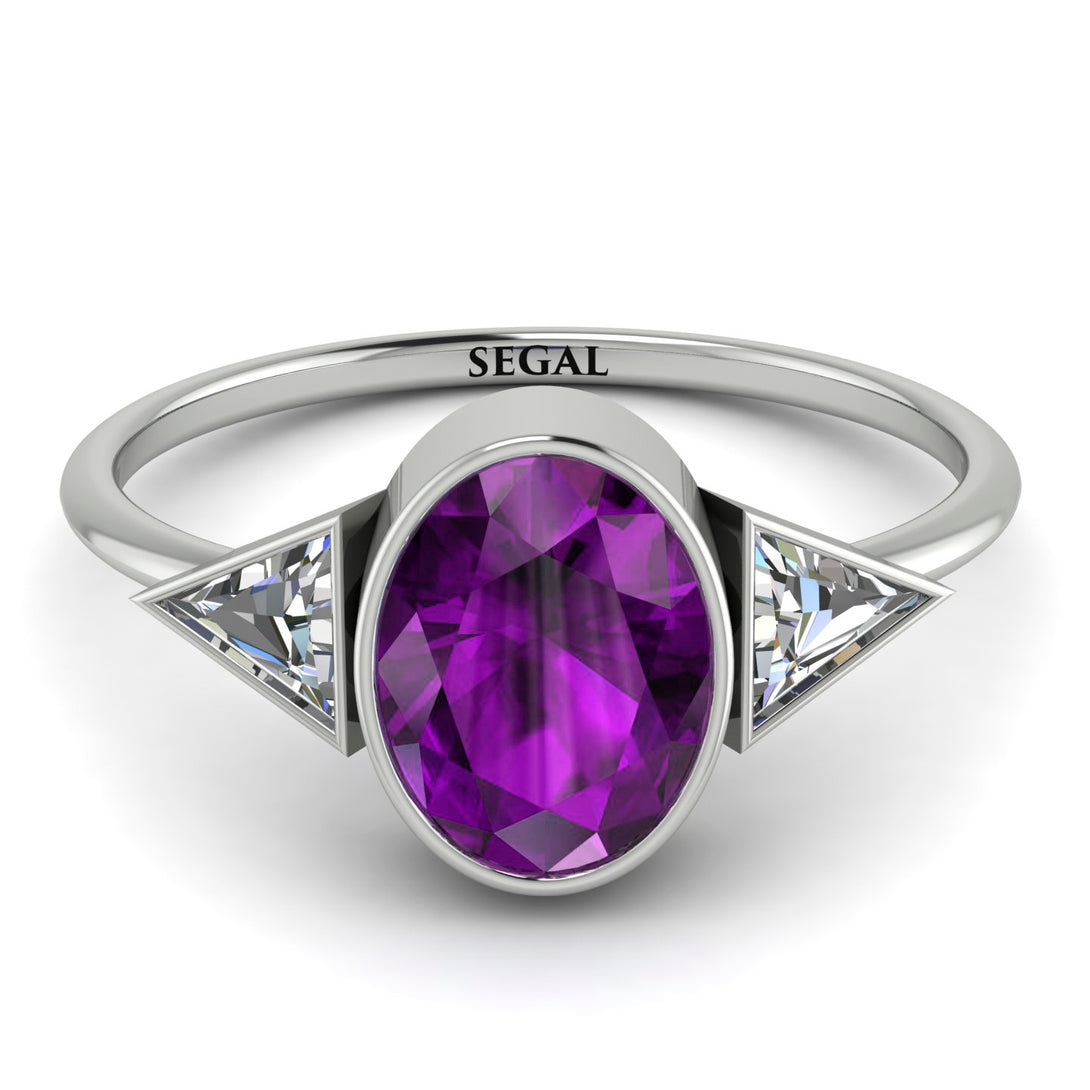 Geometrical Bezel Amethyst Ring - Trinity No. 303