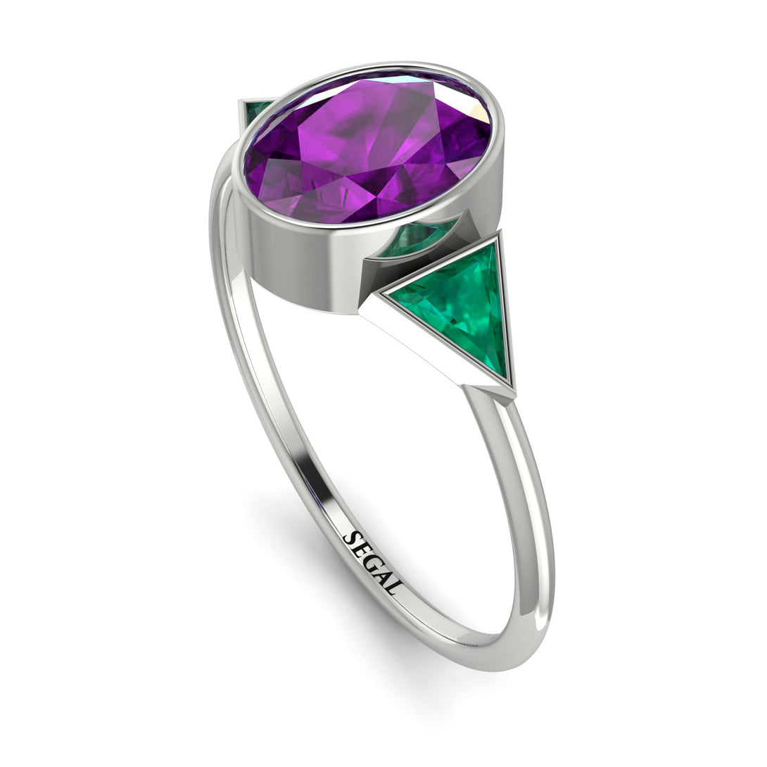 Geometrical Bezel Amethyst Ring - Trinity No. 306