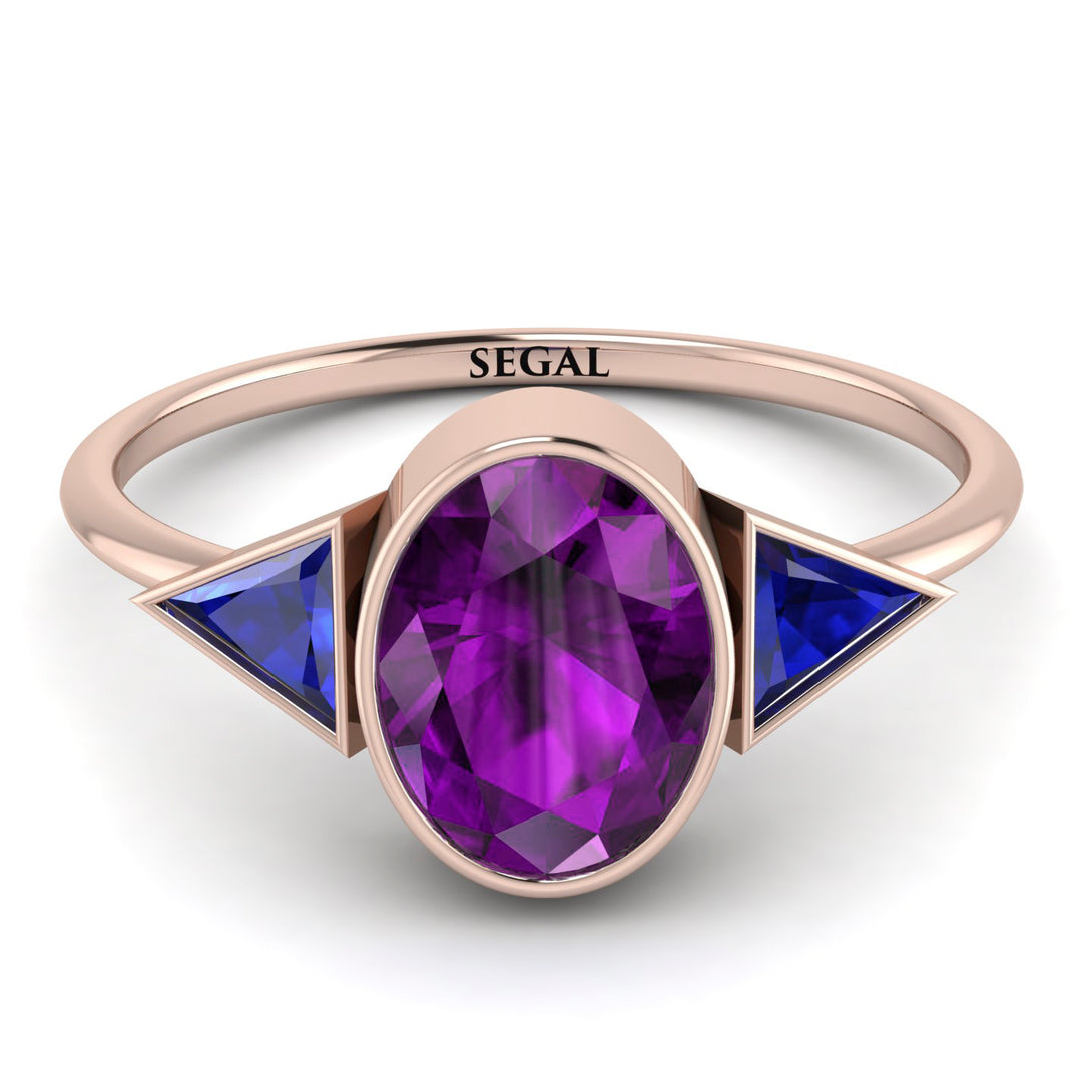 Geometrical Bezel Amethyst Ring - Trinity No. 314