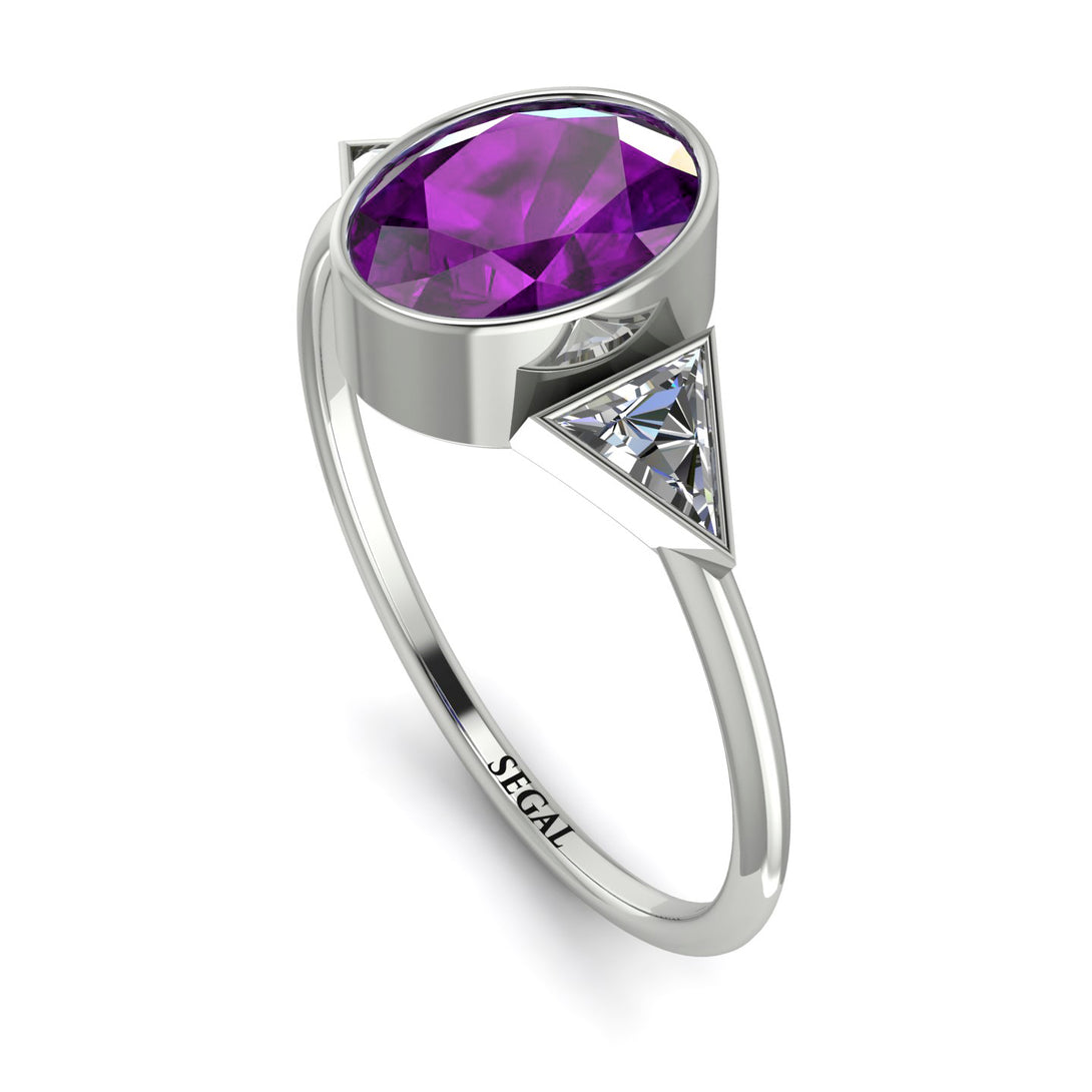 Geometrical Bezel Amethyst Ring - Trinity No. 303