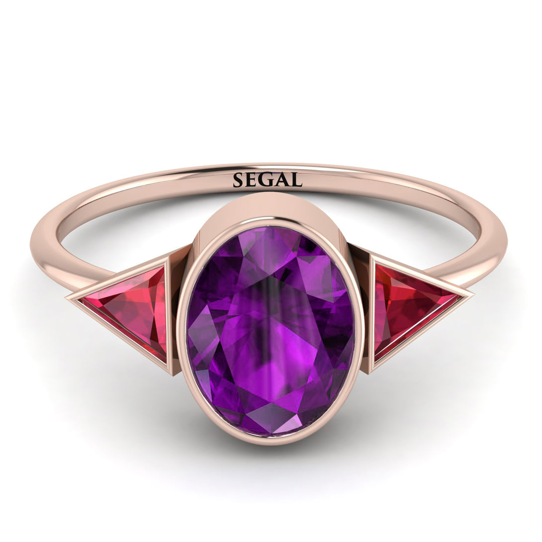 Geometrical Bezel Amethyst Ring - Trinity No. 311