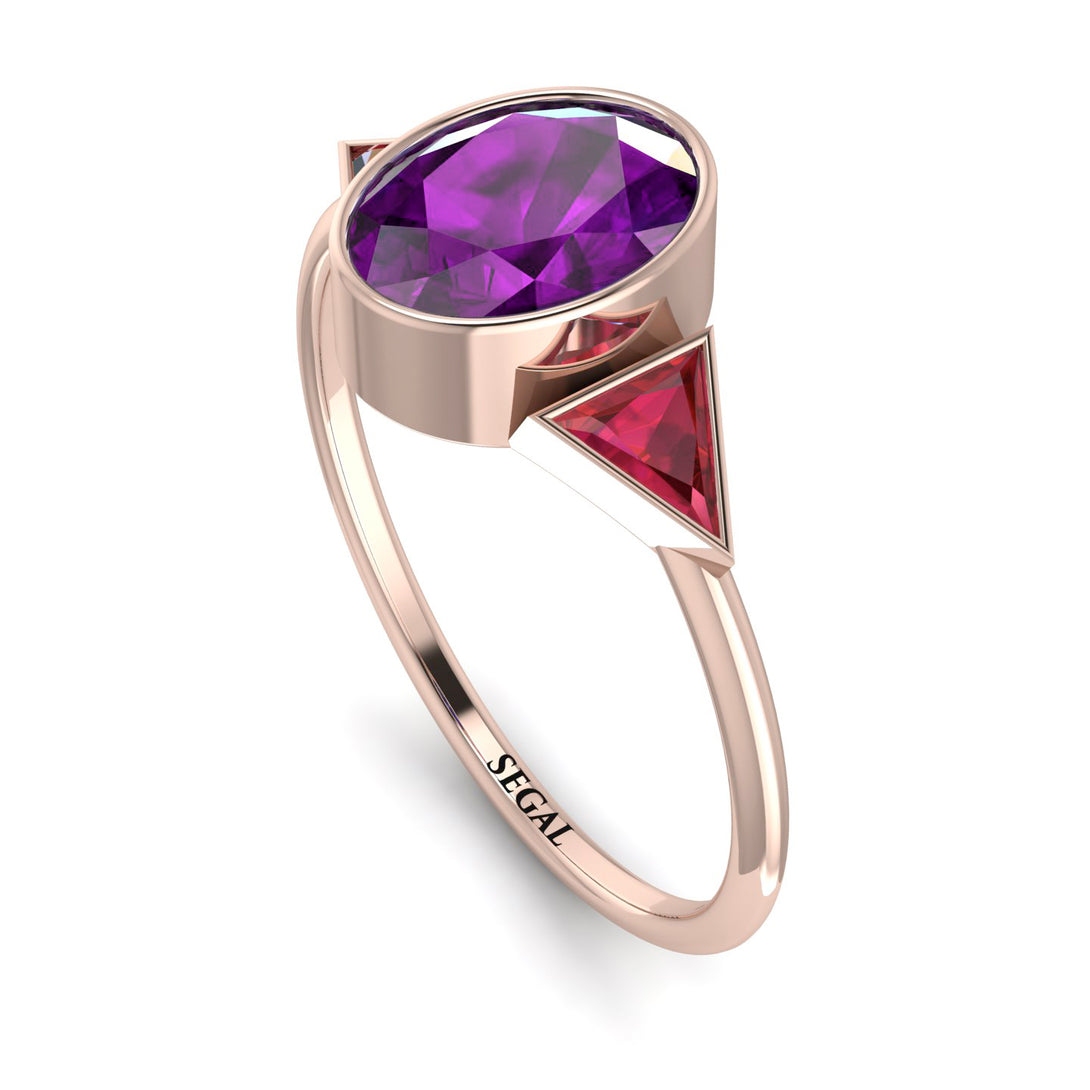Geometrical Bezel Amethyst Ring - Trinity No. 311