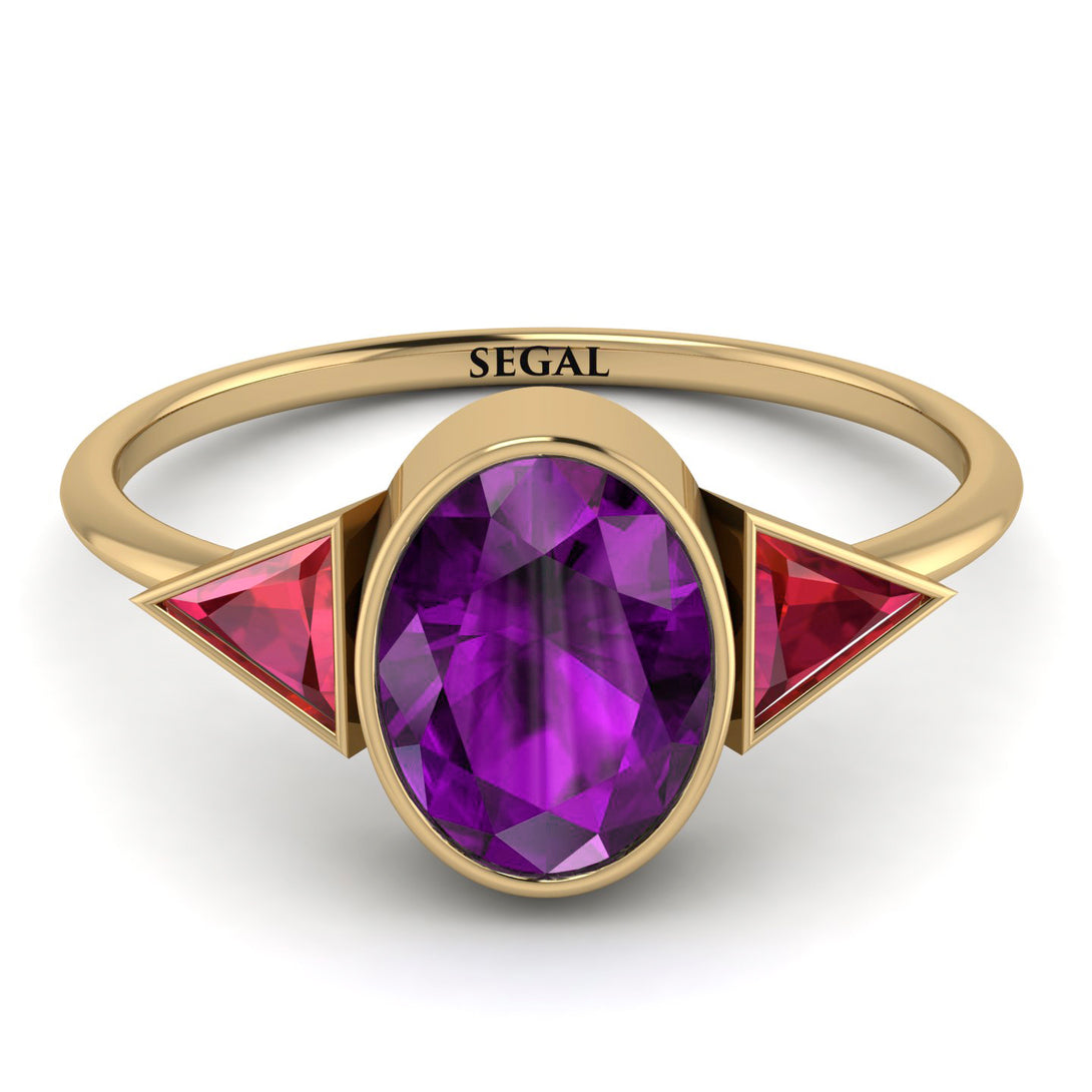 Geometrical Bezel Amethyst Ring - Trinity No. 310